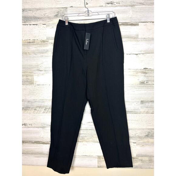 Lulus Womens XL Black Pleated Straight Leg Flat Front Dress Pants Trousers NEW - Picture 1 of 5